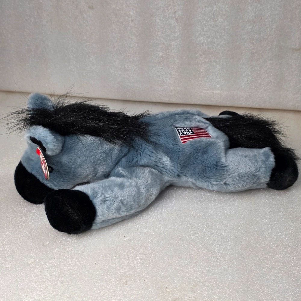 Ty Beanie Buddies LEFTY Donkey USA Flag Patriotic Plush 2000 13" New Vintage